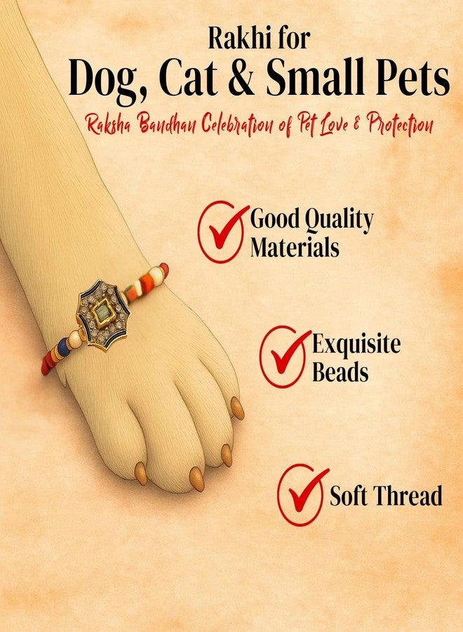 سايج سكوير راخي مربع الشكل على شكل مخلب من سيج للكلاب والقطط والحيوانات الأليفة الصغيرة | احتفل بروابط الحب في عيد راكشا باندهان | راخي لطيف مزين بالخرز والخيوط الزخرفية | هدية لمحبي الحيوانات الأليفة ورفاقهم ذوي الفراء (النوع 5) - Image 4